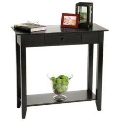 American Heritage Hall Table with Drawer Shelf - Breighton Home Black