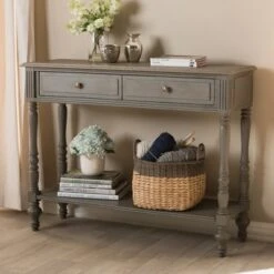 Noemie Country Cottage Farmhouse Finished 2 Drawer Console Table Brown - Baxton Studio 17 Noemie Country Cottage Farmhouse Finished 2 Drawer Console Table Brown - Baxton Studio -Console Tables Sales unnamed file 981
